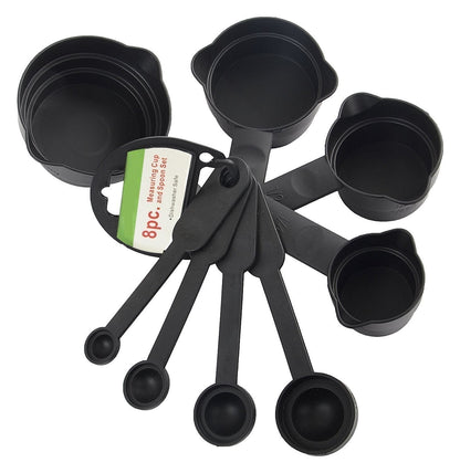 Plastic Measuring Cups and Spoons (8 Pcs, Black) - infinityexculsivestore.com