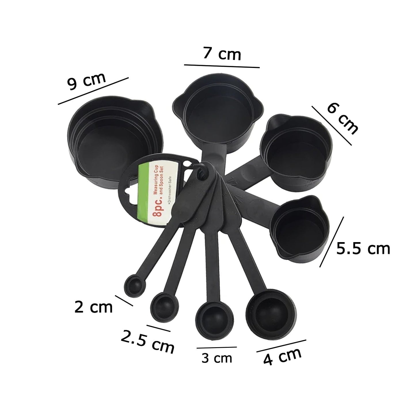 Plastic Measuring Cups and Spoons (8 Pcs, Black) - infinityexculsivestore.com