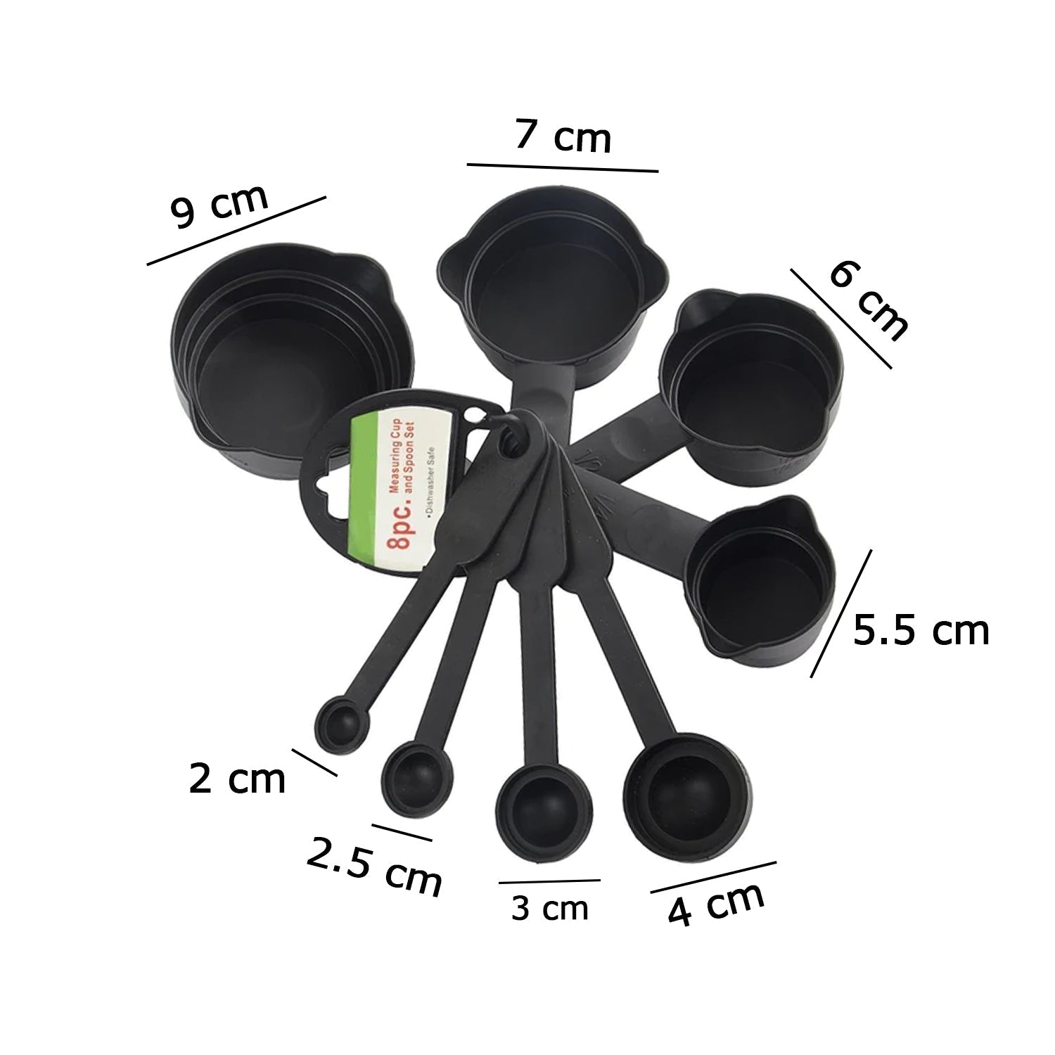 Plastic Measuring Cups and Spoons (8 Pcs, Black) - infinityexculsivestore.com