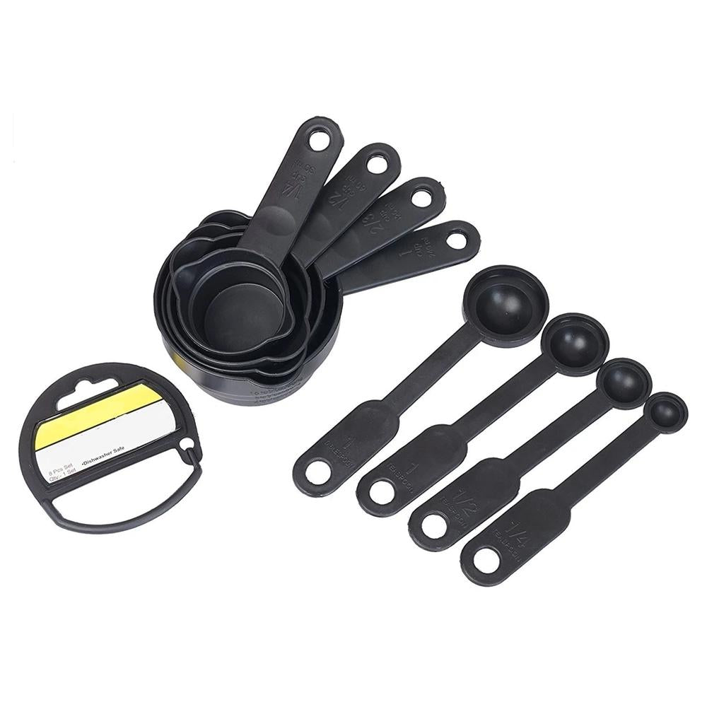 Plastic Measuring Cups and Spoons (8 Pcs, Black) - infinityexculsivestore.com