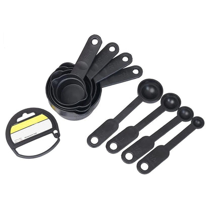 Plastic Measuring Cups and Spoons (8 Pcs, Black) - infinityexculsivestore.com