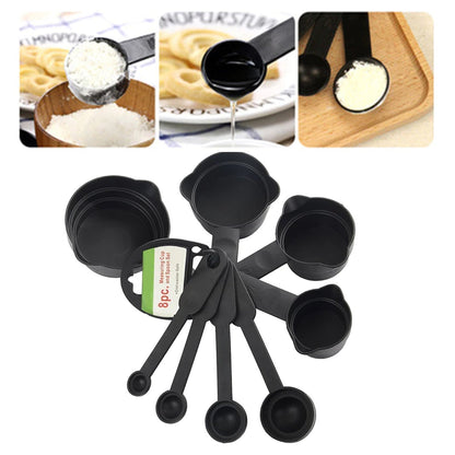 Plastic Measuring Cups and Spoons (8 Pcs, Black) - infinityexculsivestore.com