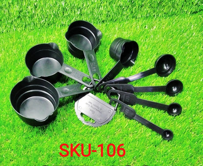 Plastic Measuring Cups and Spoons (8 Pcs, Black) - infinityexculsivestore.com