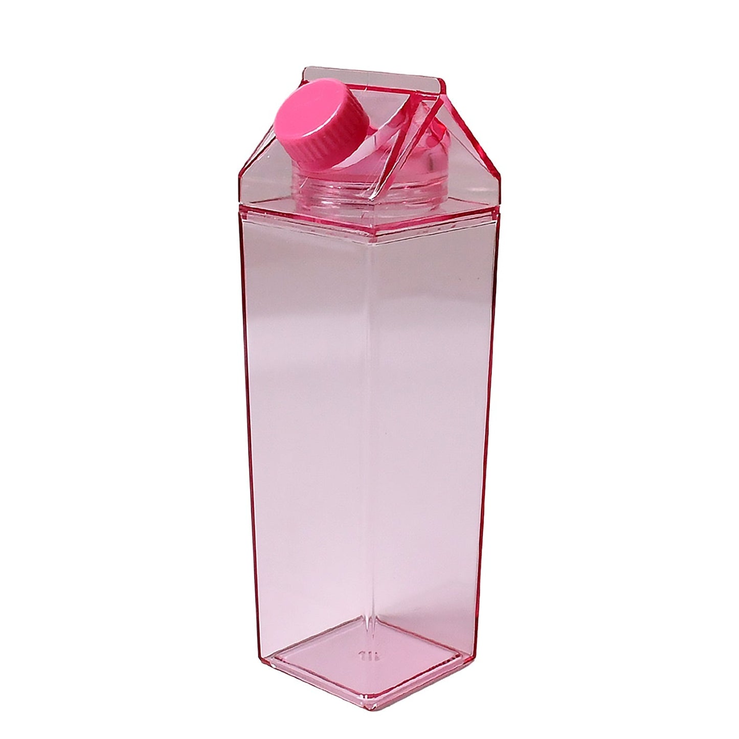 Plastic Milk Carton Colorful Clear Water Bottle, 17 Oz Portable Milk Box Leakproof Square Juice Bottle for Outdoor Sports Travel Camping - infinityexculsivestore.com