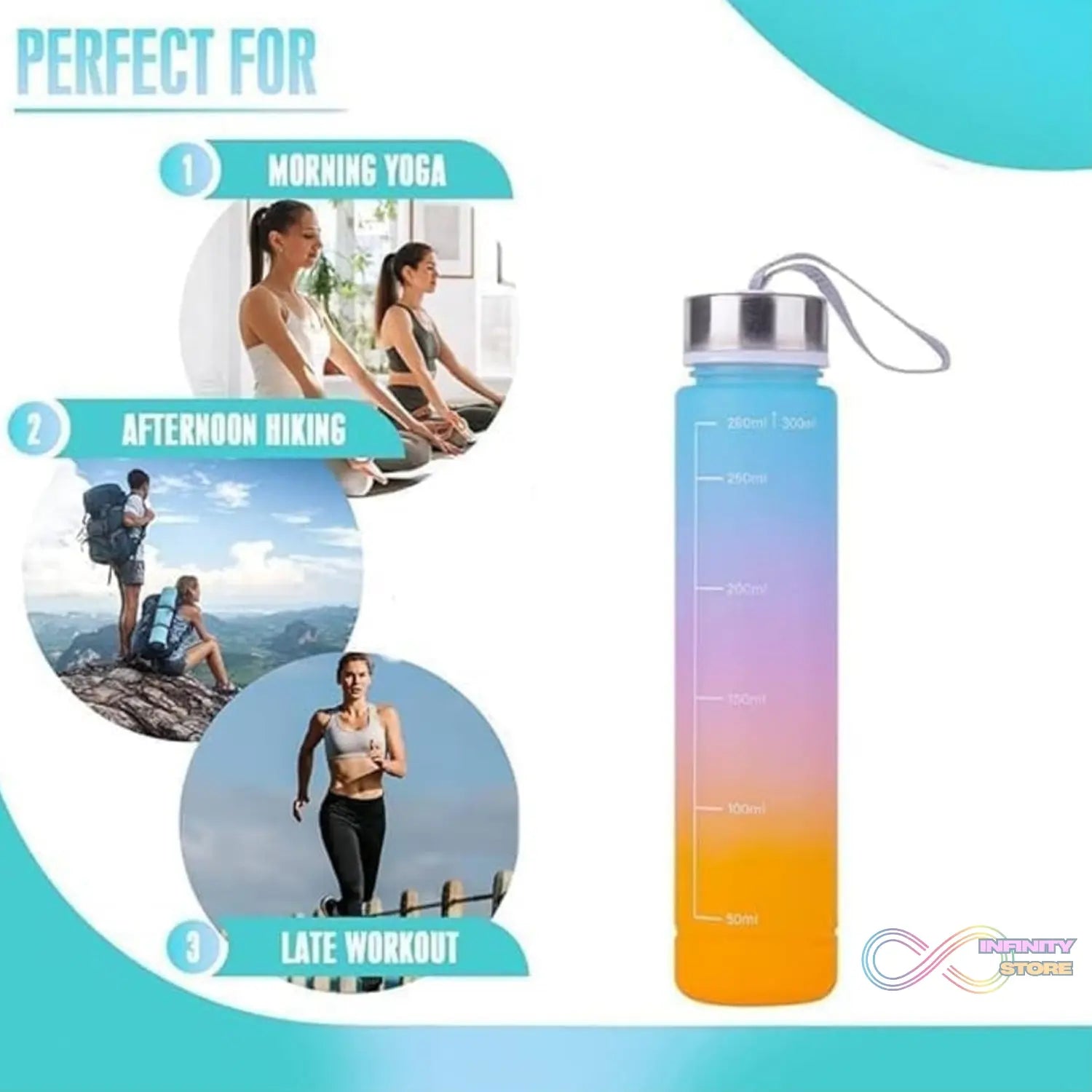 Plastic Motivational Water Bottle (300 ML) - infinityexculsivestore.com