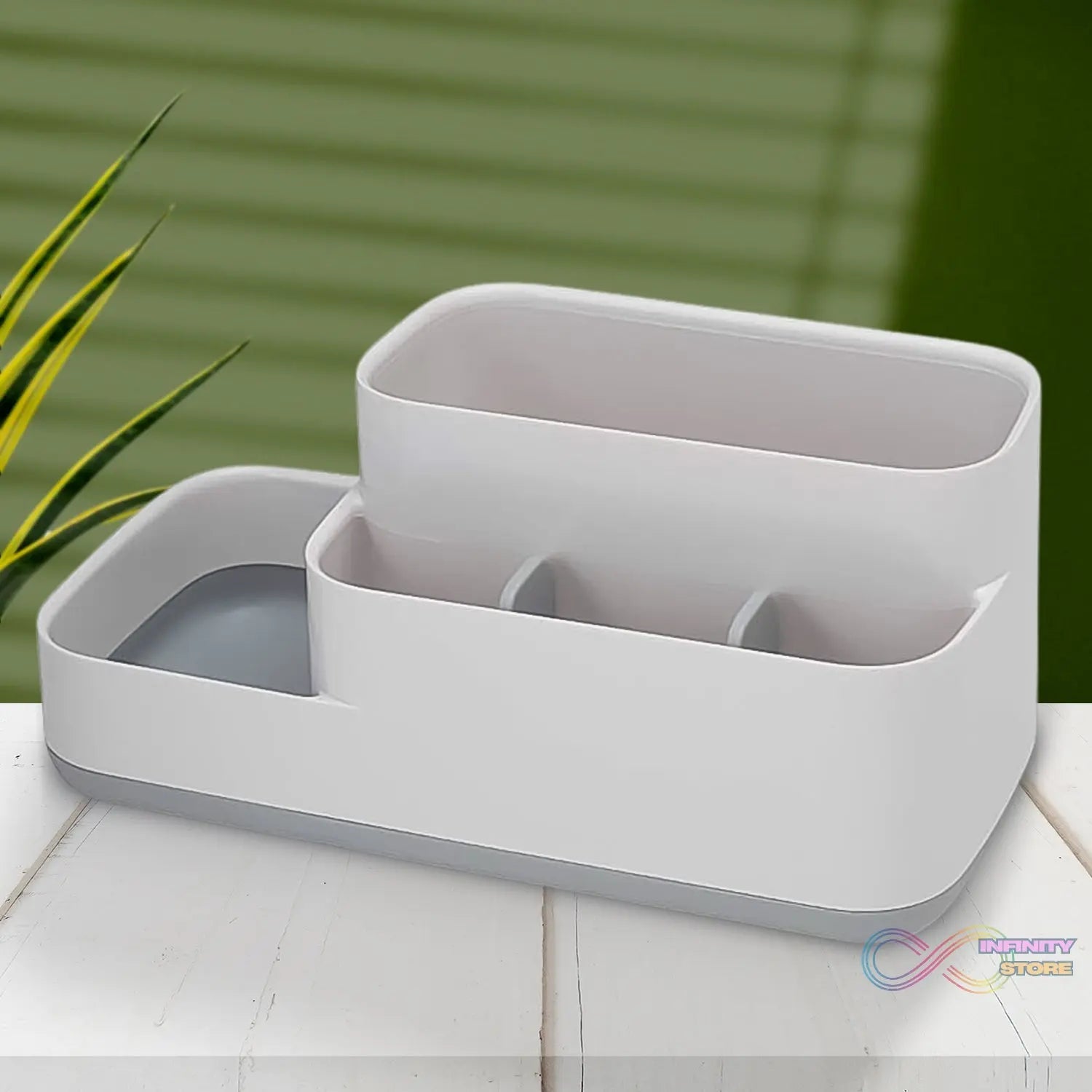 Plastic Multipurpose 5 Compartment Bathroom Desk Organizer Holder (1 Pc) - infinityexculsivestore.com