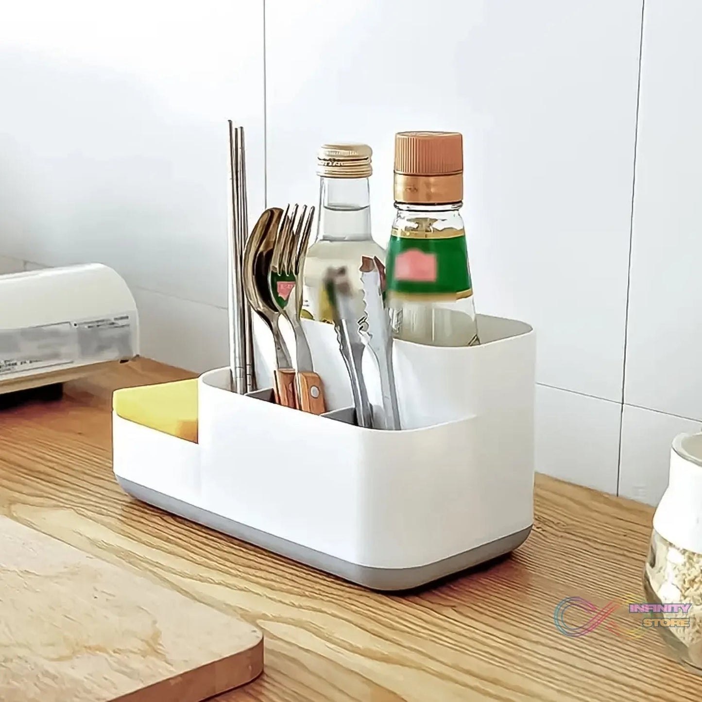 Plastic Multipurpose 5 Compartment Bathroom Desk Organizer Holder (1 Pc) - infinityexculsivestore.com