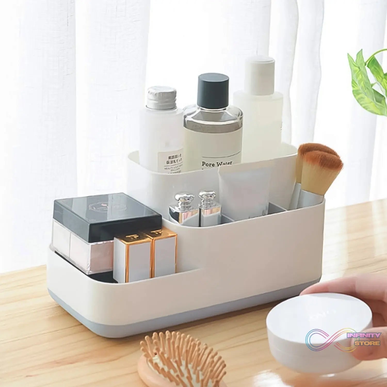 Plastic Multipurpose 5 Compartment Bathroom Desk Organizer Holder (1 Pc) - infinityexculsivestore.com