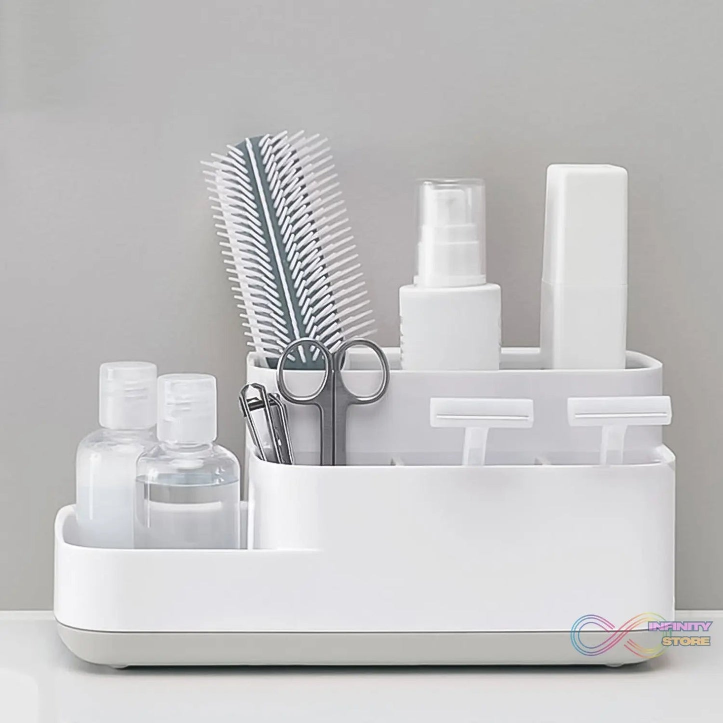 Plastic Multipurpose 5 Compartment Bathroom Desk Organizer Holder (1 Pc) - infinityexculsivestore.com
