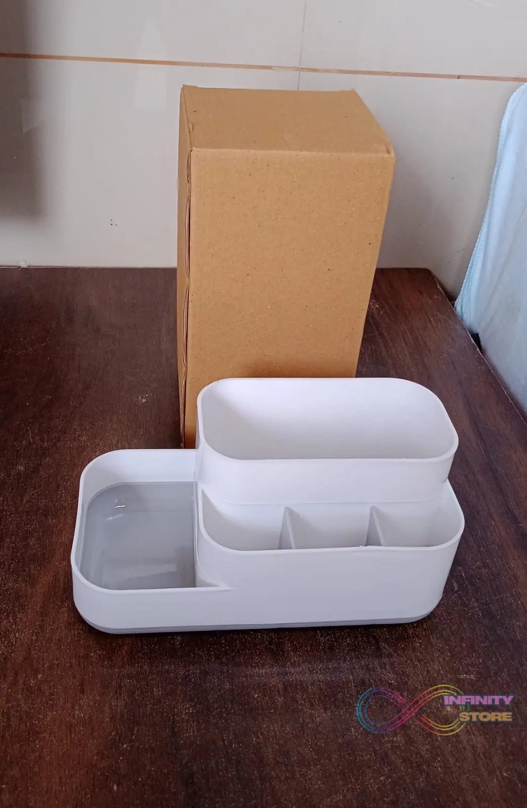 Plastic Multipurpose 5 Compartment Bathroom Desk Organizer Holder (1 Pc) - infinityexculsivestore.com