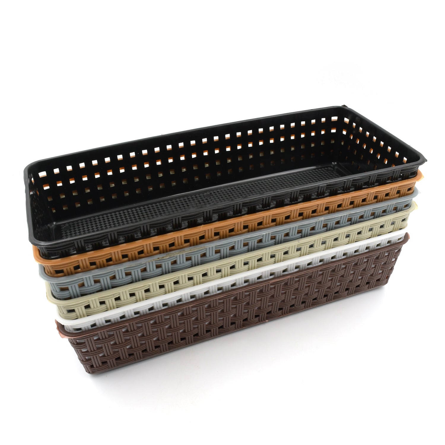 Plastic Multipurpose Desk Organizer Tray Office Drawer Dividers Storage Bins for Kitchen, Bathroom, Office, Makeup, Bedroom Dresser, Craft Basket Rack Multicolour (6 Pcs Set) - infinityexculsivestore.com