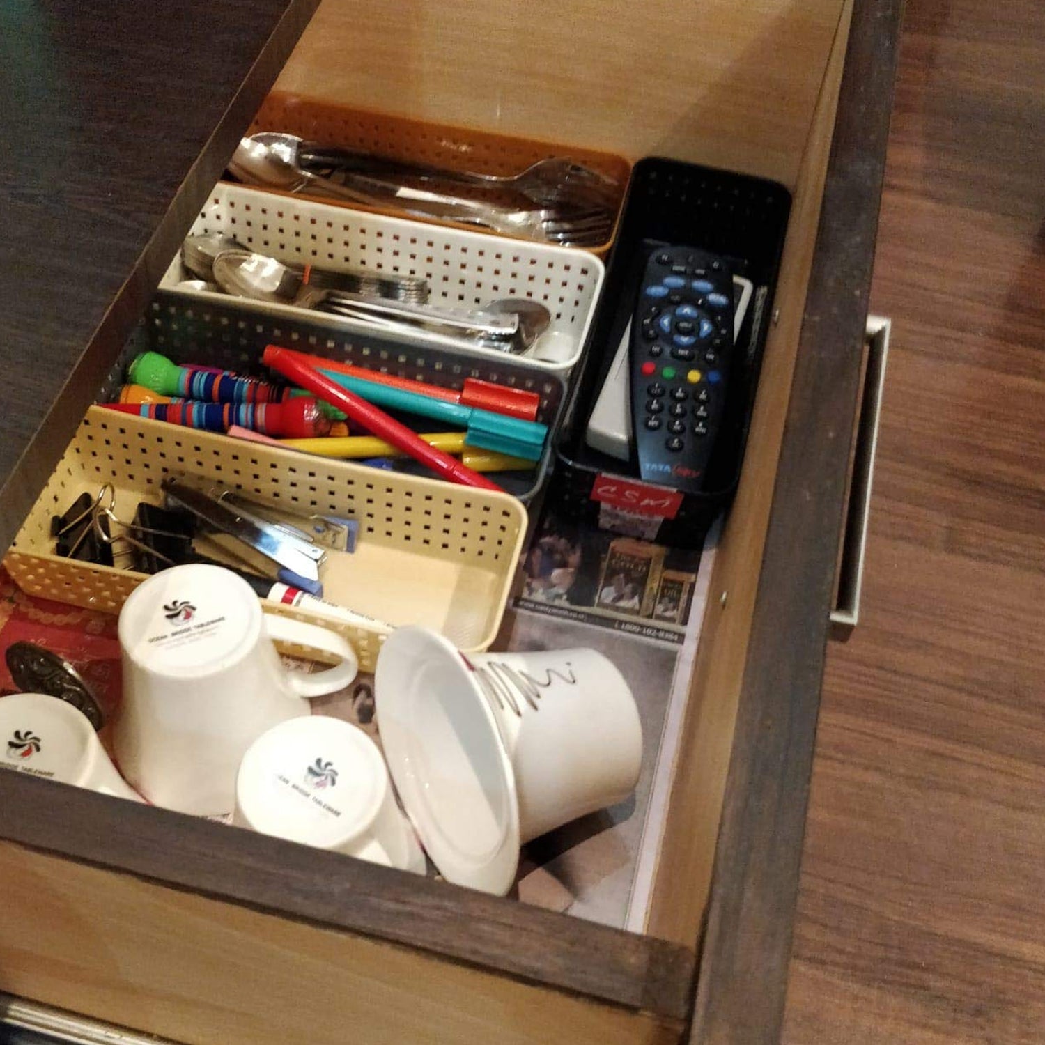 Plastic Multipurpose Desk Organizer Tray Office Drawer Dividers Storage Bins for Kitchen, Bathroom, Office, Makeup, Bedroom Dresser, Craft Basket Rack Multicolour (6 Pcs Set) - infinityexculsivestore.com