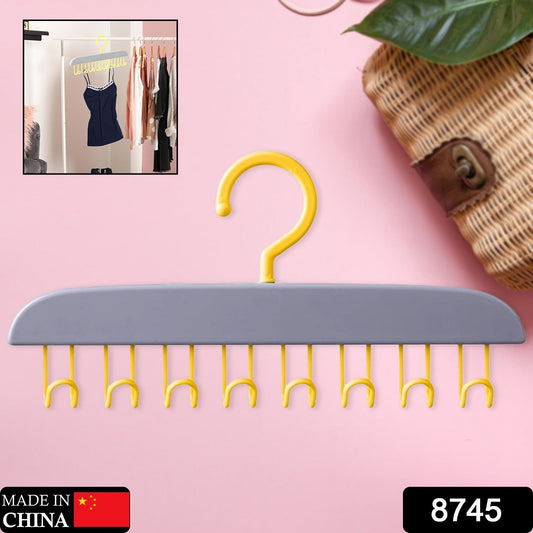 Plastic Organizer Hanger 360 Degree Rotatable Clothes Multifunctional with 8 Hooks Heavy Duty Clothing Tank Top Belt Towel Drying Rack Holder (1 pc) - infinityexculsivestore.com