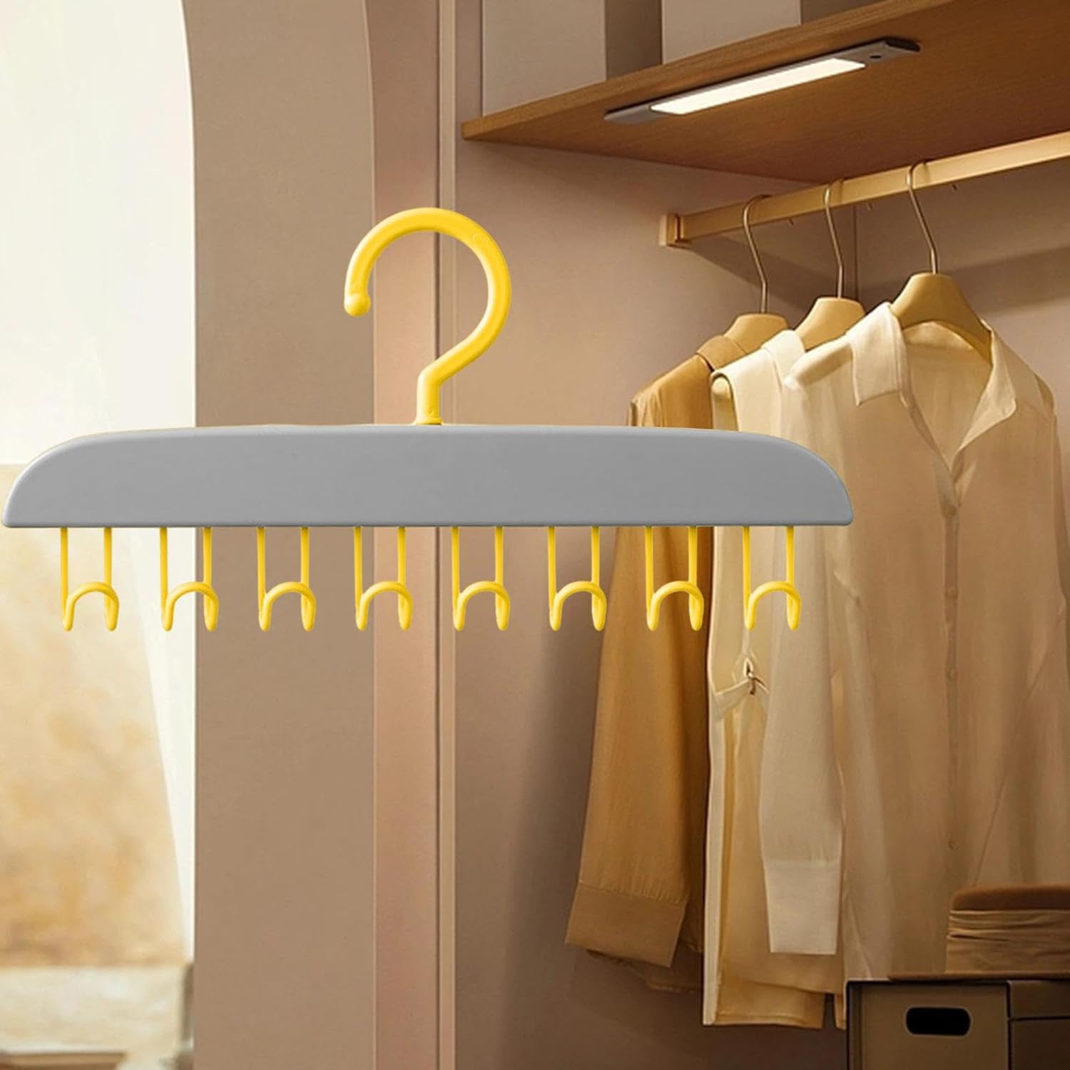 Plastic Organizer Hanger 360 Degree Rotatable Clothes Multifunctional with 8 Hooks Heavy Duty Clothing Tank Top Belt Towel Drying Rack Holder (1 pc) - infinityexculsivestore.com