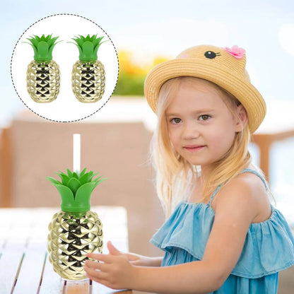 Plastic Pineapple Cups with Straw (1 Pc) - Party Favors, Hawaiian, Beach - infinityexculsivestore.com