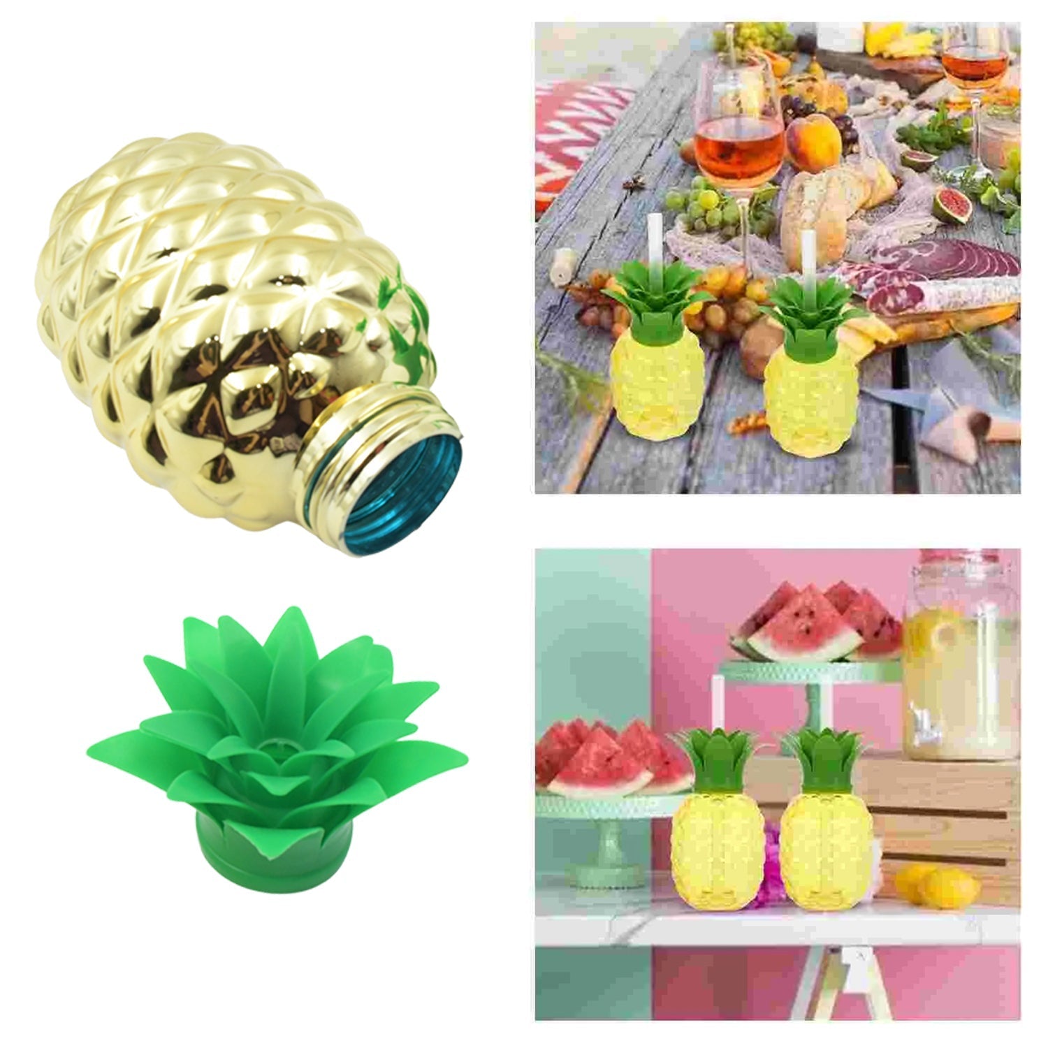 Plastic Pineapple Cups with Straw (1 Pc) - Party Favors, Hawaiian, Beach - infinityexculsivestore.com