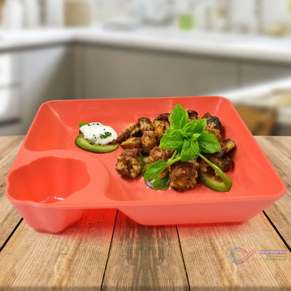 Plastic Plates with Dipping Saucer & Round Dip Part (1 Pc / 18×16 Cm / 1 Pc) - infinityexculsivestore.com