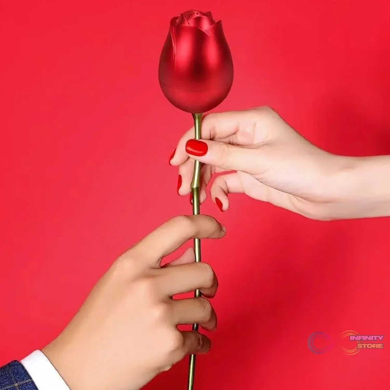 Plastic Red Rose Couple Rings Box - Fancy Rings Box (No Rings Included / 1 pc) - infinityexculsivestore.com