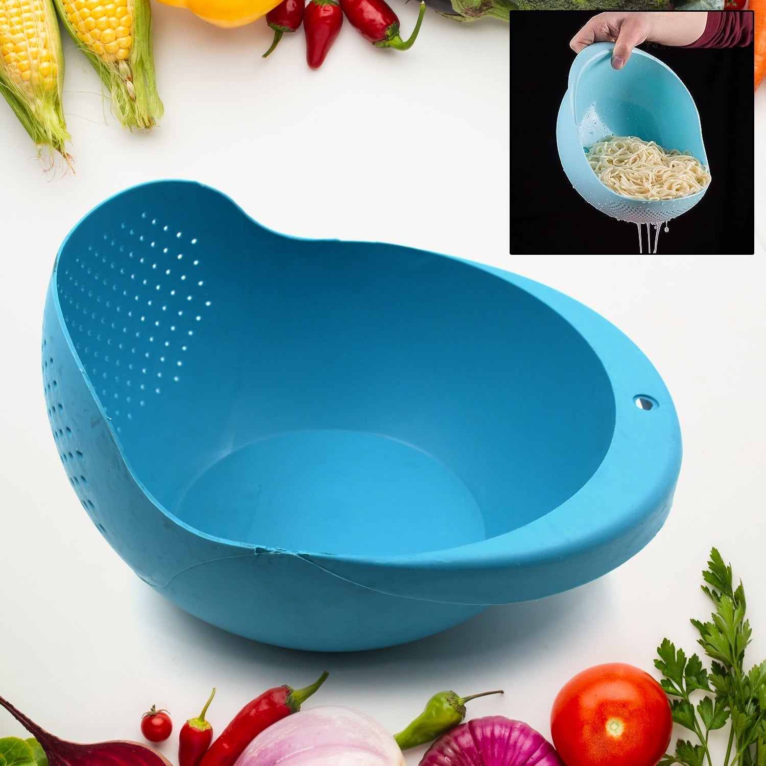 Plastic Rice Bowl / Food Strainer Thick Drain Basket for Rice, Vegetable & Fruit, Strainer Colander, Fruit Basket, Pasta Strainer, Washing Bowl (1 pc ) - infinityexculsivestore.com