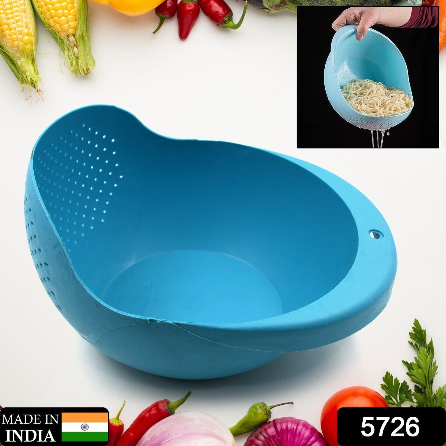 Plastic Rice Bowl / Food Strainer Thick Drain Basket for Rice, Vegetable & Fruit, Strainer Colander, Fruit Basket, Pasta Strainer, Washing Bowl (1 pc ) - infinityexculsivestore.com