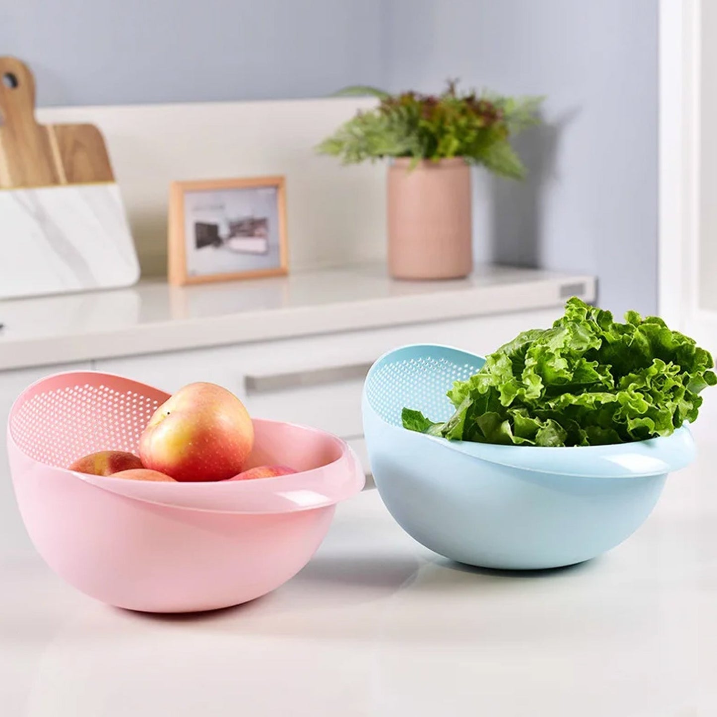 Plastic Rice Bowl / Food Strainer Thick Drain Basket for Rice, Vegetable & Fruit, Strainer Colander, Fruit Basket, Pasta Strainer, Washing Bowl (1 pc ) - infinityexculsivestore.com