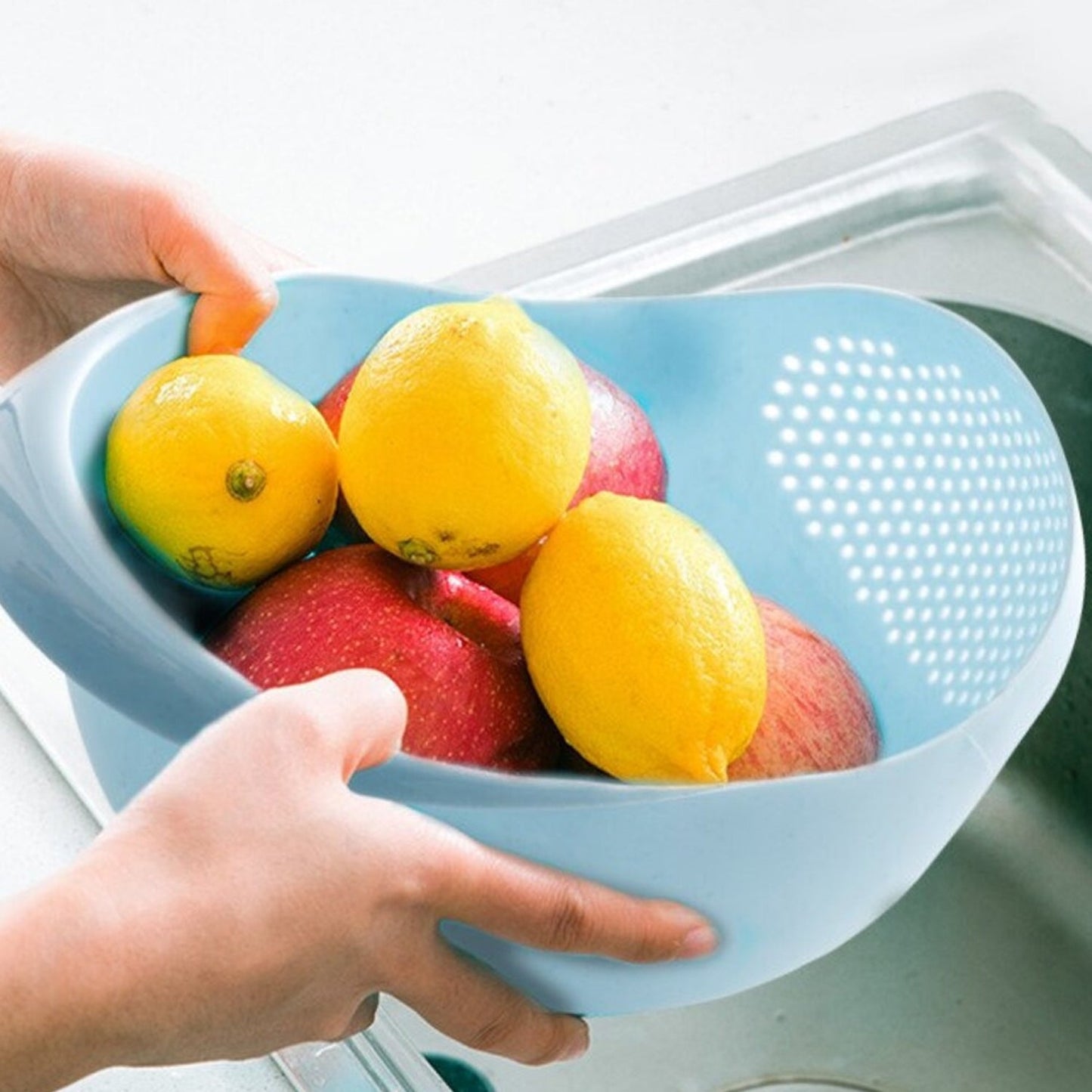 Plastic Rice Bowl / Food Strainer Thick Drain Basket for Rice, Vegetable & Fruit, Strainer Colander, Fruit Basket, Pasta Strainer, Washing Bowl (1 pc ) - infinityexculsivestore.com
