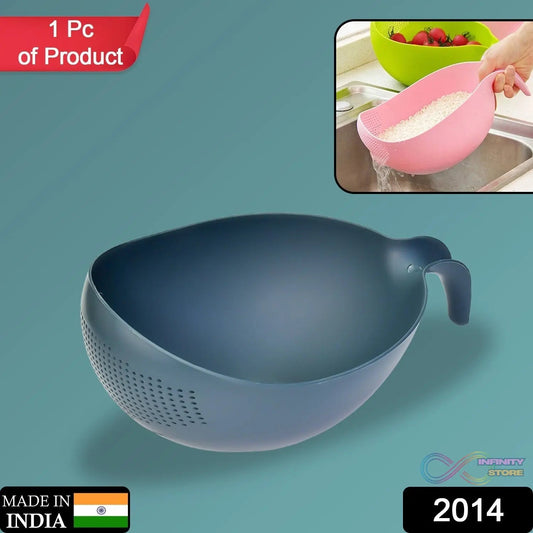 Plastic Rice Bowl / Food Strainer Thick Drain Basket with Handle for Rice, Vegetable & Fruit. (1Pc) - infinityexculsivestore.com