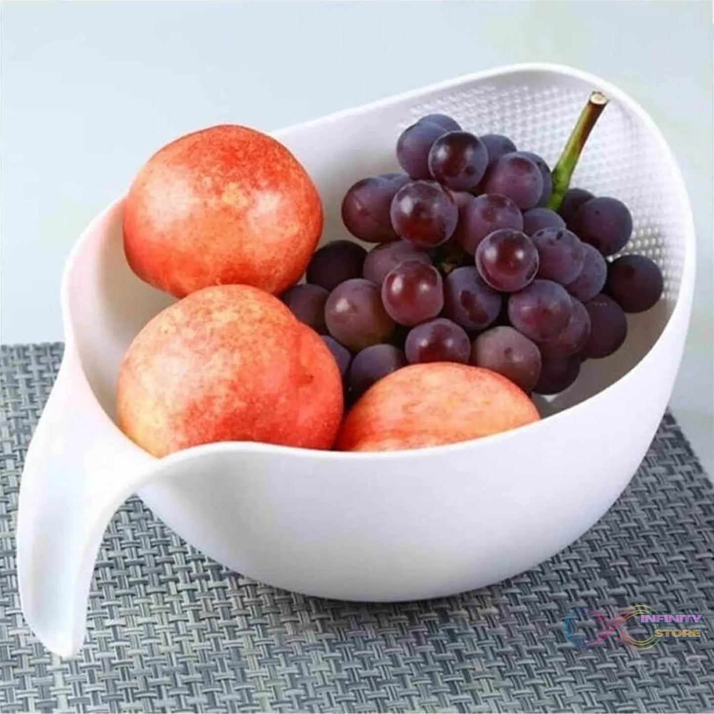 Plastic Rice Bowl / Food Strainer Thick Drain Basket with Handle for Rice, Vegetable & Fruit. (1Pc) - infinityexculsivestore.com