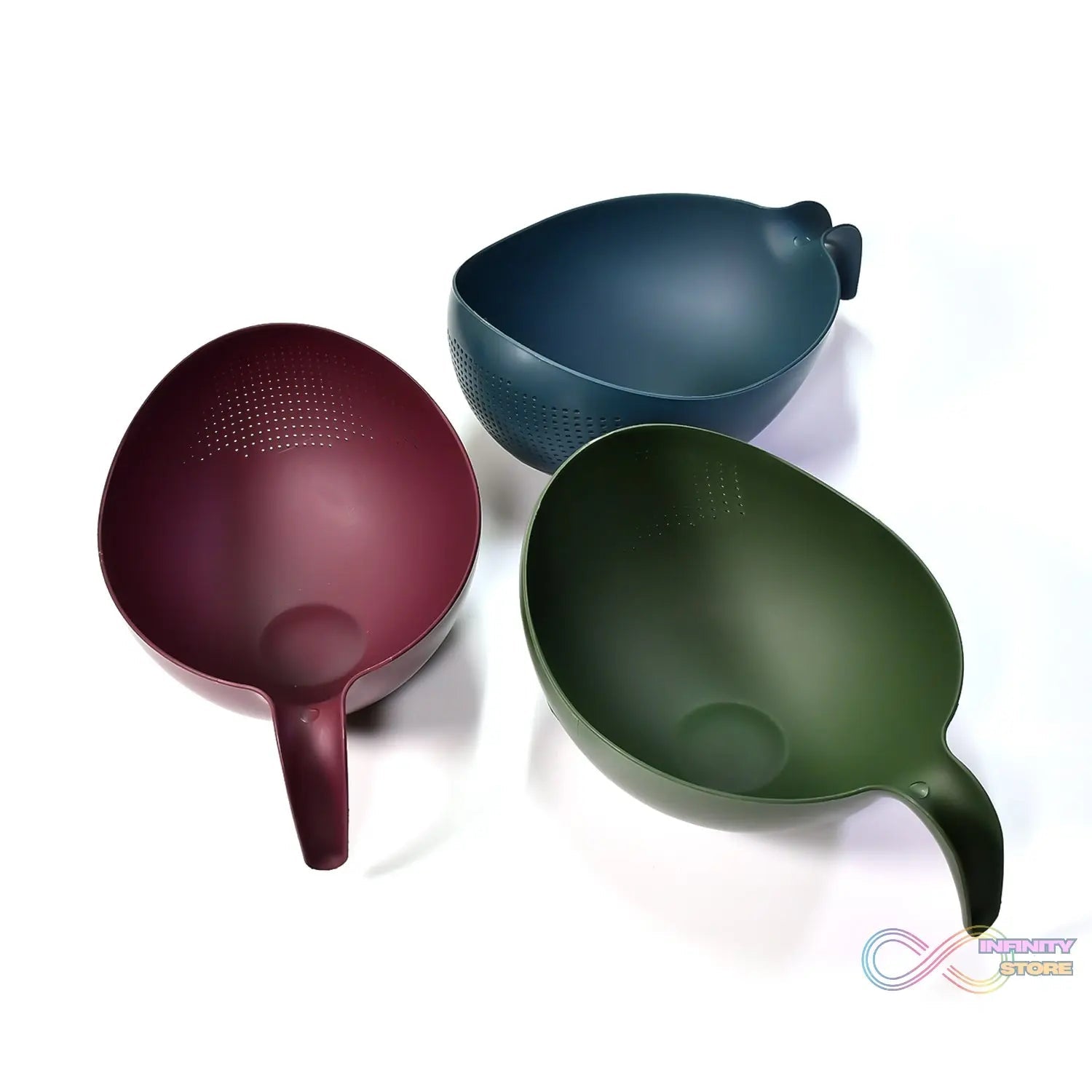 Plastic Rice Bowl / Food Strainer Thick Drain Basket with Handle for Rice, Vegetable & Fruit (set of 3pcs With Brown box) - infinityexculsivestore.com