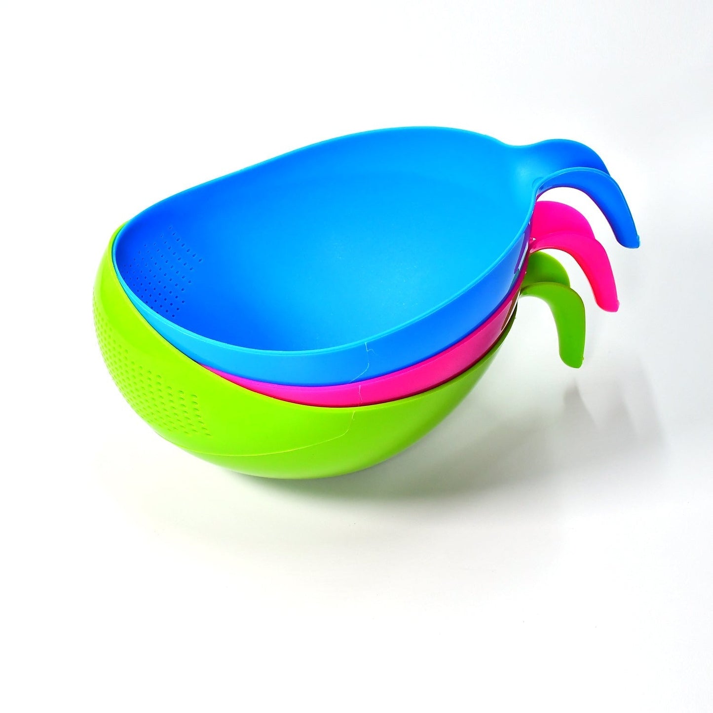 Plastic Rice Bowl / Food Strainer Thick Drain Basket with Handle for Rice, Vegetable & Fruit (set of 3pcs) - infinityexculsivestore.com
