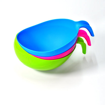 Plastic Rice Bowl / Food Strainer Thick Drain Basket with Handle for Rice, Vegetable & Fruit (set of 3pcs) - infinityexculsivestore.com