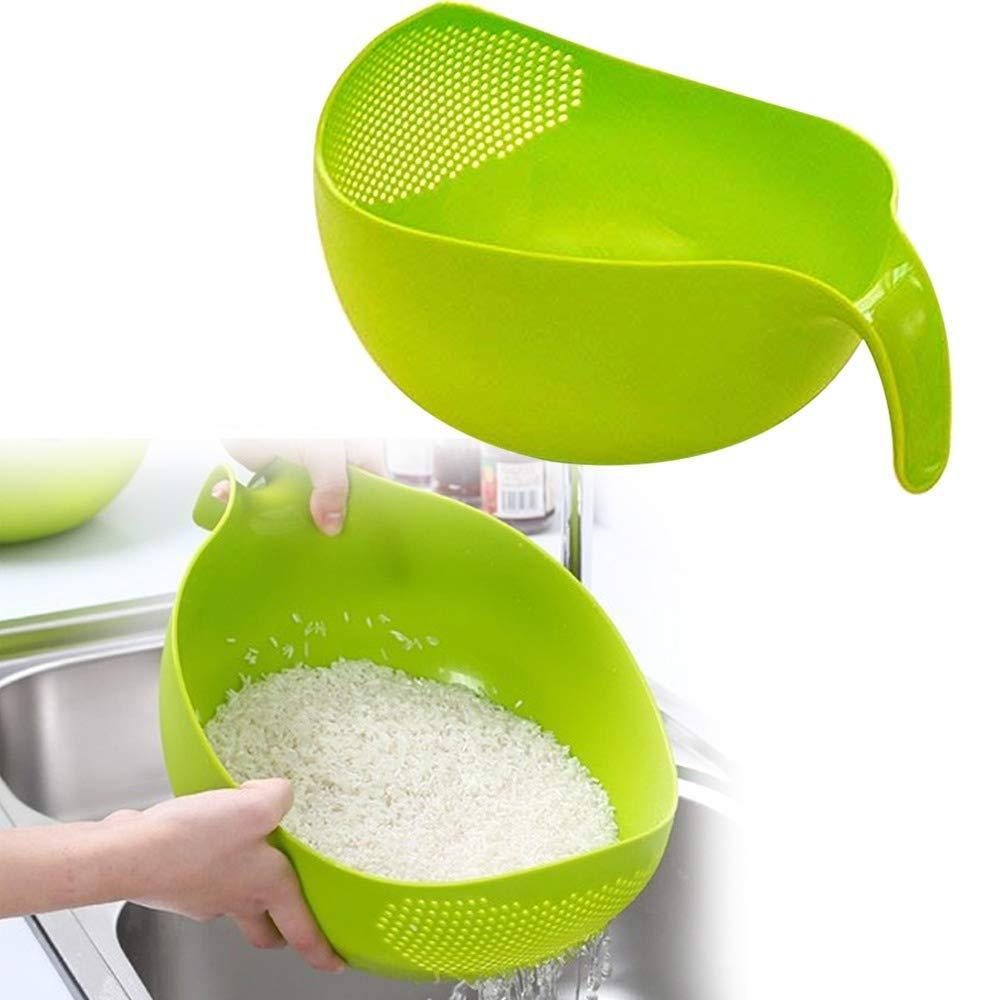 Plastic Rice Bowl / Food Strainer Thick Drain Basket with Handle for Rice, Vegetable & Fruit (set of 3pcs) - infinityexculsivestore.com
