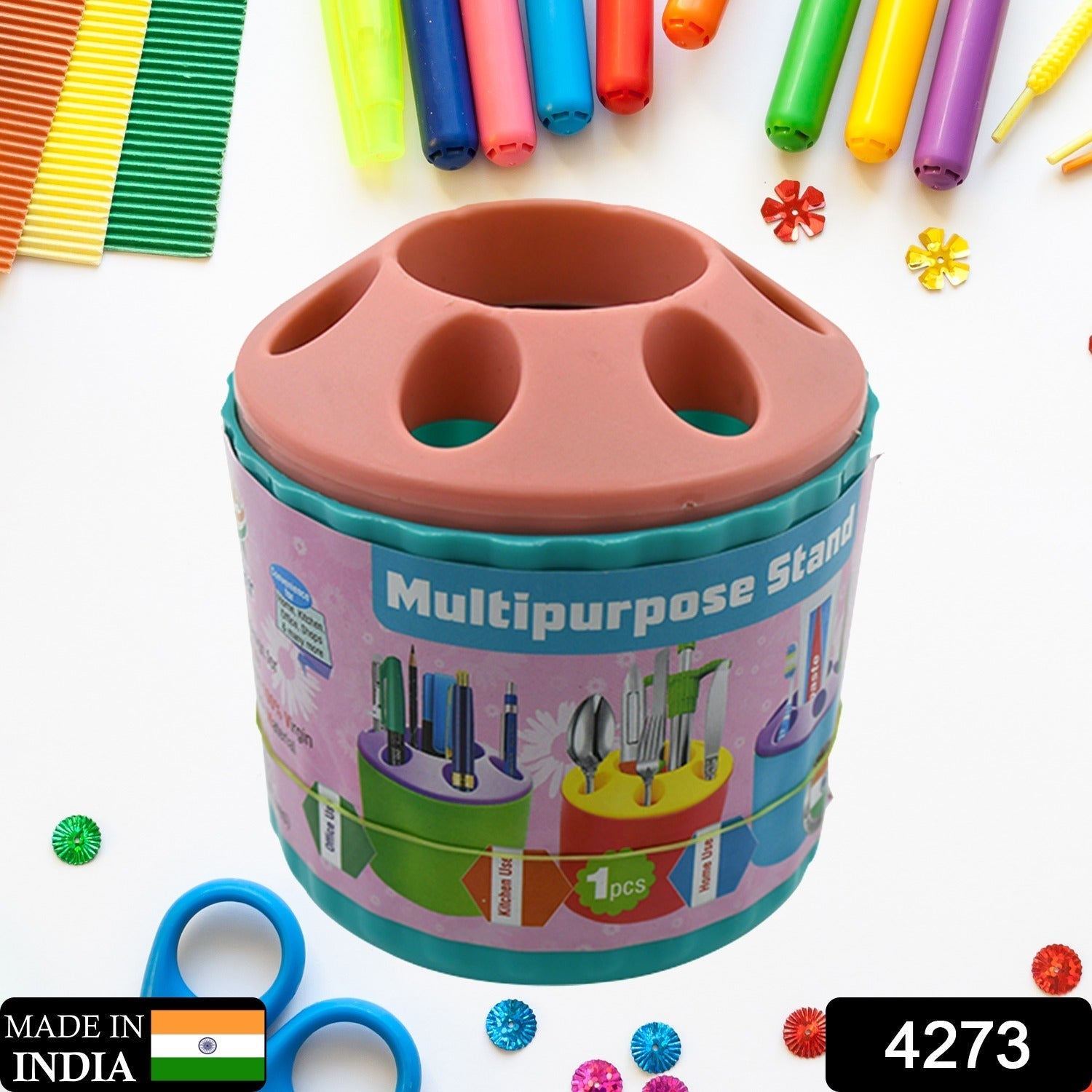 Plastic Round Multi - Purpose Toothpaste Stationary Pen Pencil Holder, Mini Desk Office Desktop Stationery Organizer Bathroom Shelves for Adults Multifunctional (1 Pc) - infinityexculsivestore.com