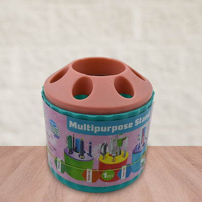 Plastic Round Multi - Purpose Toothpaste Stationary Pen Pencil Holder, Mini Desk Office Desktop Stationery Organizer Bathroom Shelves for Adults Multifunctional (1 Pc) - infinityexculsivestore.com