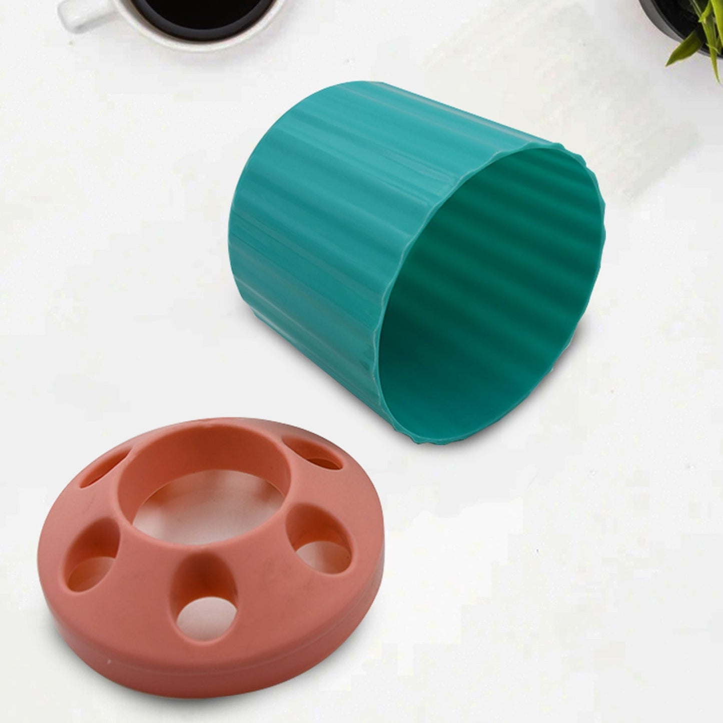 Plastic Round Multi - Purpose Toothpaste Stationary Pen Pencil Holder, Mini Desk Office Desktop Stationery Organizer Bathroom Shelves for Adults Multifunctional (1 Pc) - infinityexculsivestore.com