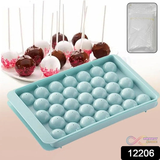 Plastic Round Reusable Ice Cube Ice Ball Mold / Lollipop Candy Maker 33 Moulds (16.5Γ10 Cm / 1 Pc) - infinityexculsivestore.com