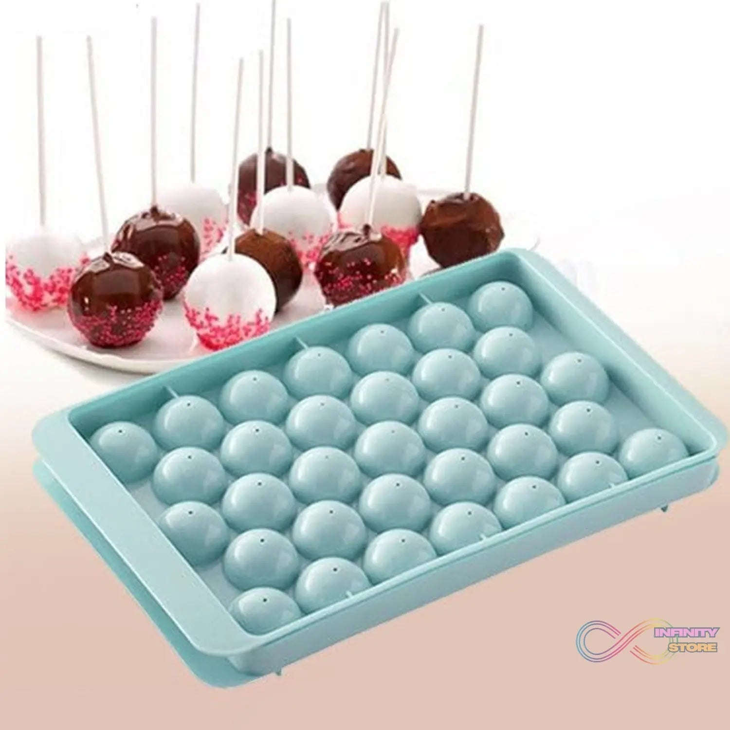 Plastic Round Reusable Ice Cube Ice Ball Mold / Lollipop Candy Maker 33 Moulds (16.5×10 Cm / 1 Pc) - infinityexculsivestore.com