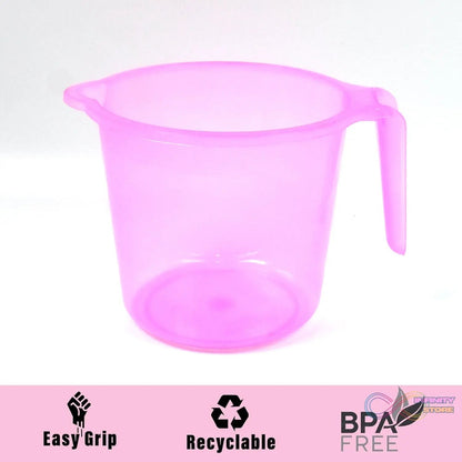 Plastic Round Transparent Bath Water Mug (1 Pc / 1200 ML / Mix Color) - infinityexculsivestore.com