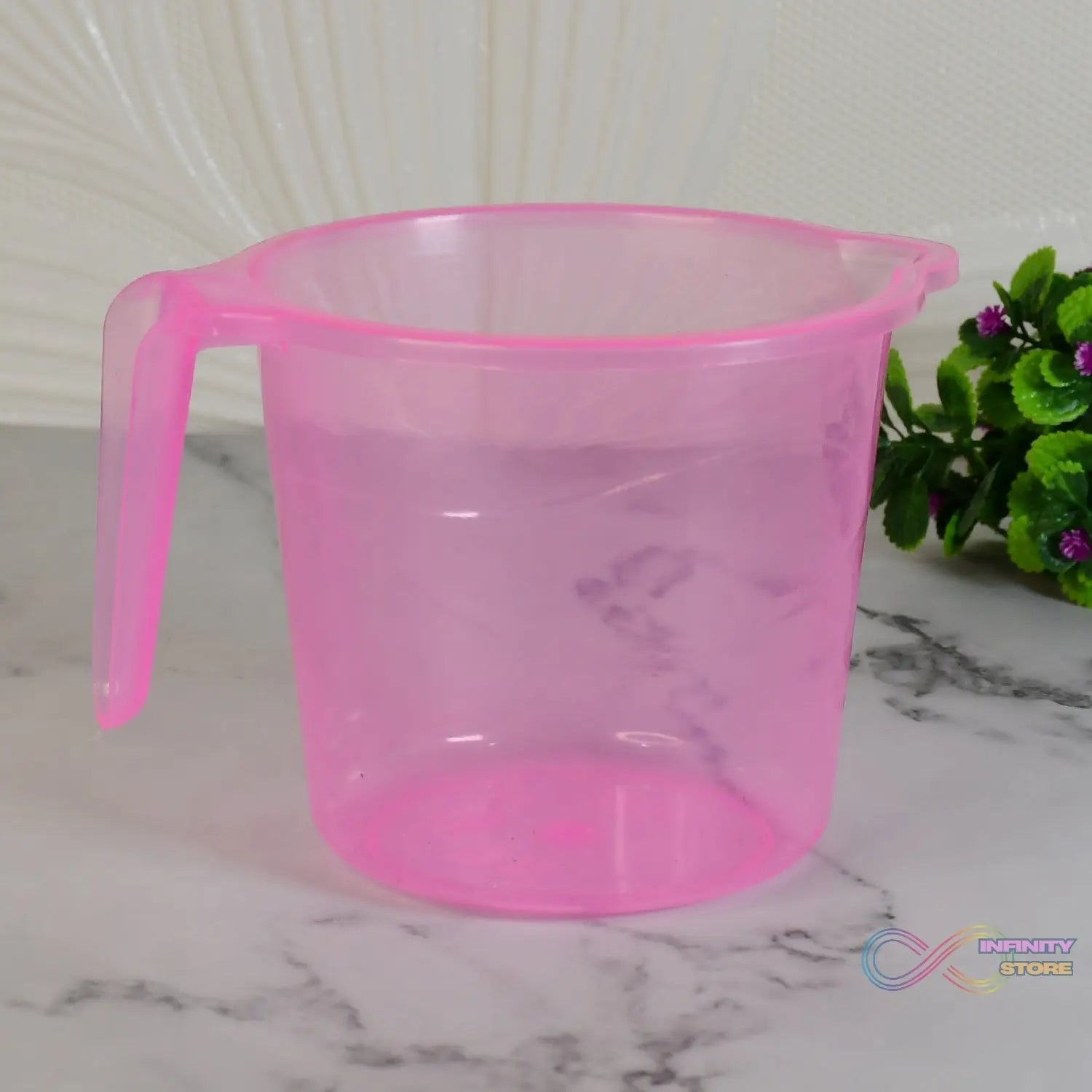 Plastic Round Transparent Bath Water Mug (1 Pc / 1200 ML / Mix Color) - infinityexculsivestore.com