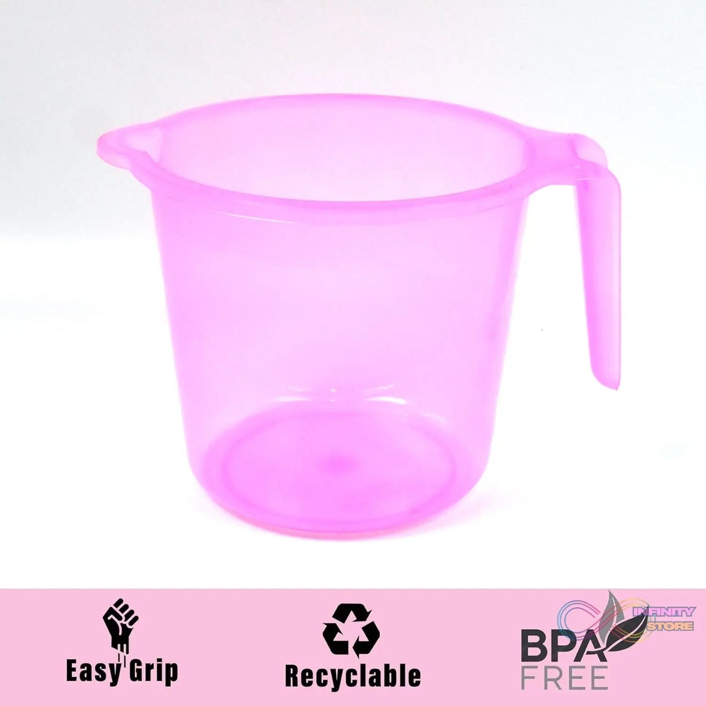Plastic Round Transparent Bath Water Mug (5 pc / Mix colour / 1200 ML) - infinityexculsivestore.com