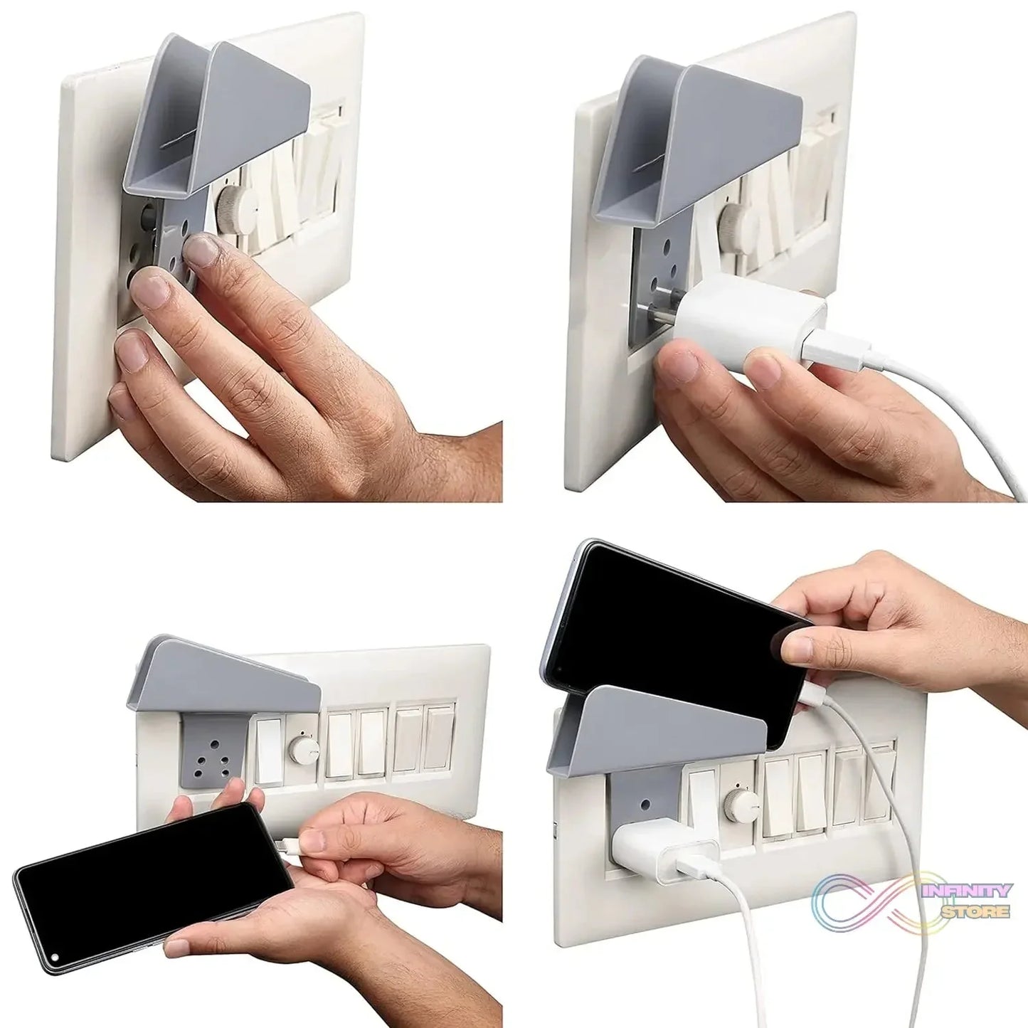 Plastic Secure Mobile Phone Charging Stand Holder (1 Pc / Mix Color) - infinityexculsivestore.com