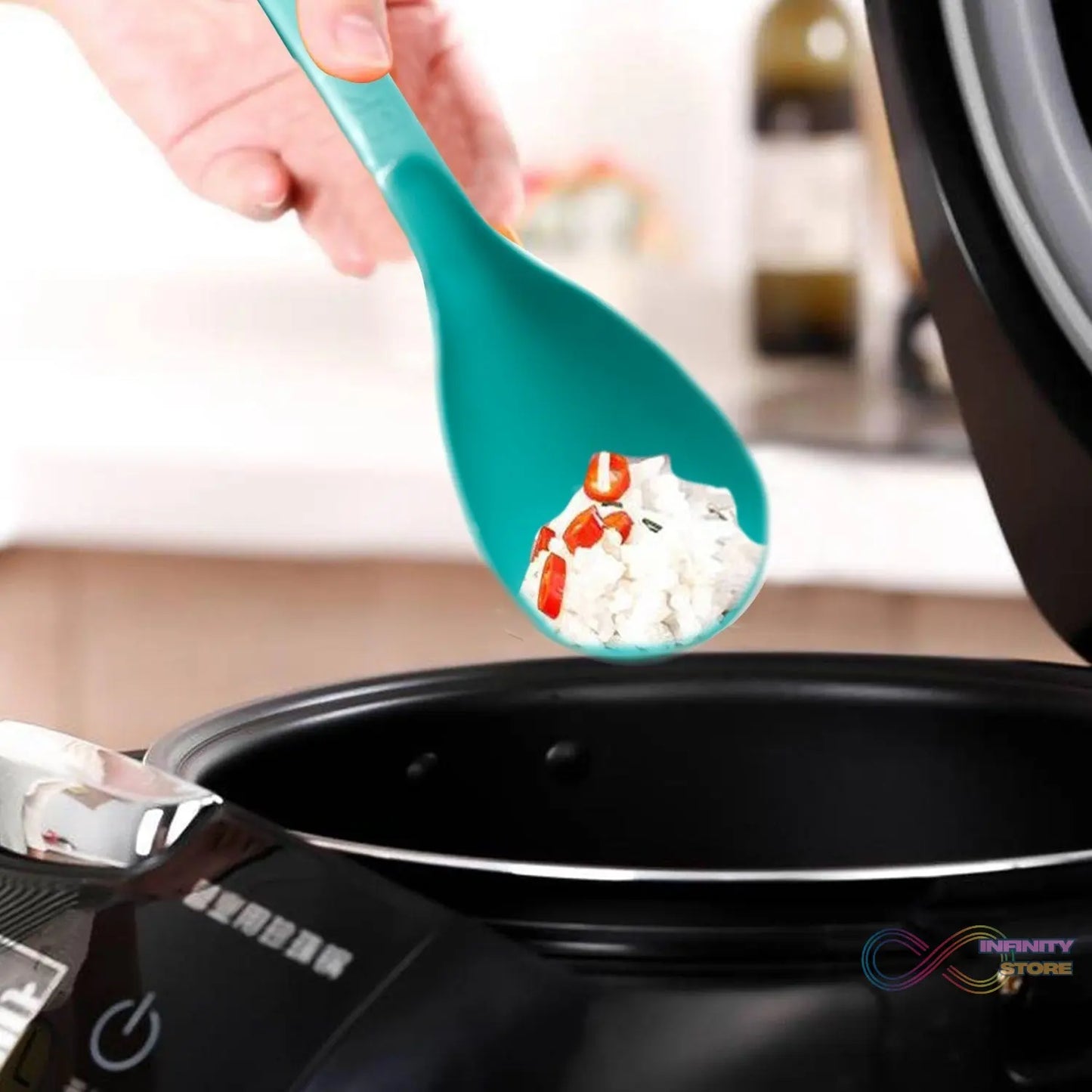 Durable plastic spoon.