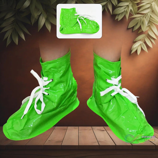 Plastic Shoes Cover Reusable Anti - Slip Boots Zippered Overshoes Covers & Shoe laces Waterproof Snow Rain Boots for Kids / Adult Shoes, for Rainy Season (1 Pair) - infinityexculsivestore.com