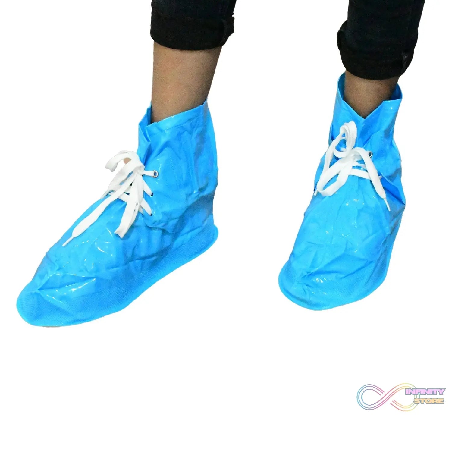 Plastic Shoes Cover Reusable Anti - Slip Boots Zippered Overshoes Covers & Shoe laces Waterproof Snow Rain Boots for Kids / Adult Shoes, for Rainy Season (1 Pair) - infinityexculsivestore.com