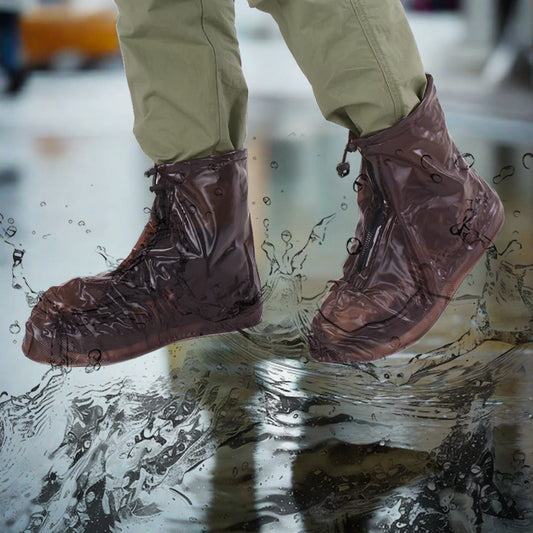 Plastic Shoes Cover Reusable Anti - Slip Boots Zippered Overshoes Covers Transparent Waterproof Snow Rain Boots for Kids / Adult Shoes, for Rainy Season (1 Pair / Small Size) - infinityexculsivestore.com