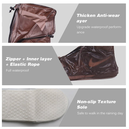 Plastic Shoes Cover Reusable Anti - Slip Boots Zippered Overshoes Covers Transparent Waterproof Snow Rain Boots for Kids / Adult Shoes, for Rainy Season (1 Pair / Small Size) - infinityexculsivestore.com