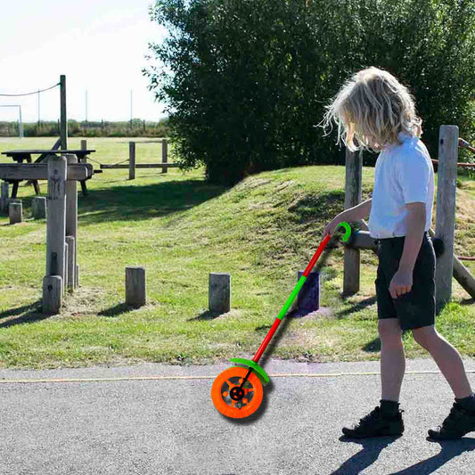 Plastic Single Wheel Push Run toy with handle and two lights on wheel. push toy for Kids. - infinityexculsivestore.com