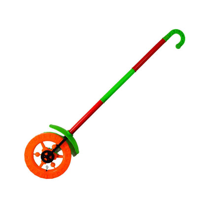 Plastic Single Wheel Push Run toy with handle and two lights on wheel. push toy for Kids. - infinityexculsivestore.com
