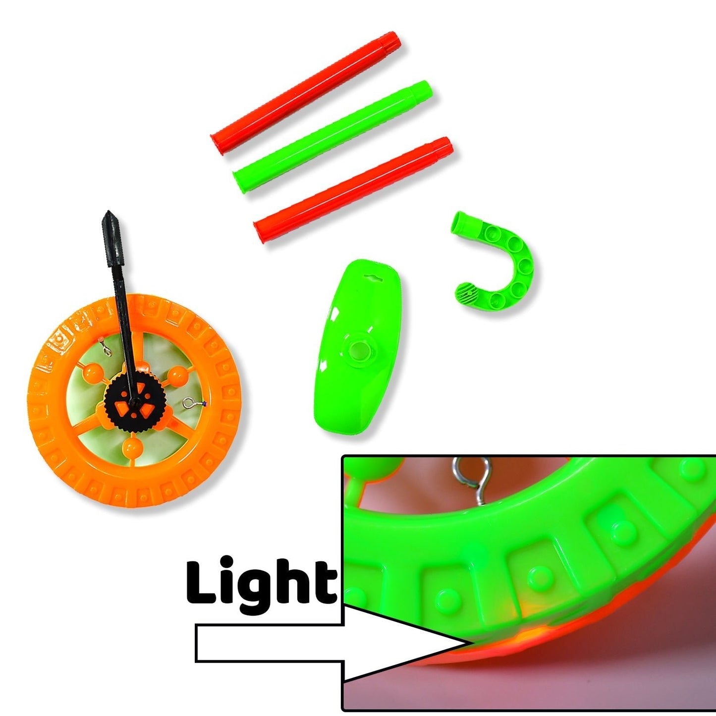 Plastic Single Wheel Push Run toy with handle and two lights on wheel. push toy for Kids. - infinityexculsivestore.com