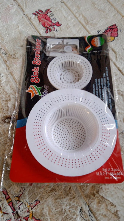 Plastic Sink Strainer for Kitchen| Basin Strainer | Waste Filter Jali | Basin Strainer | Sink Jali | Waste Filter Cup | Sink mesh Filter | Plastic Drain Strainer (3 Pcs Set) - infinityexculsivestore.com